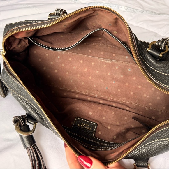 Kate Spade Barrel Bag Multiple Gathered Straps Black Pebbled Leather Early Y2K - Picture 10 of 10